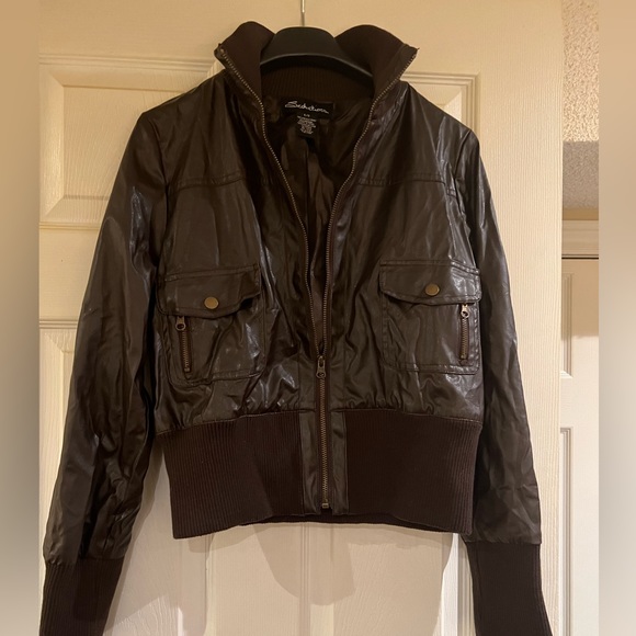 Chocolate Brown Leather Jacket - Picture 2 of 5